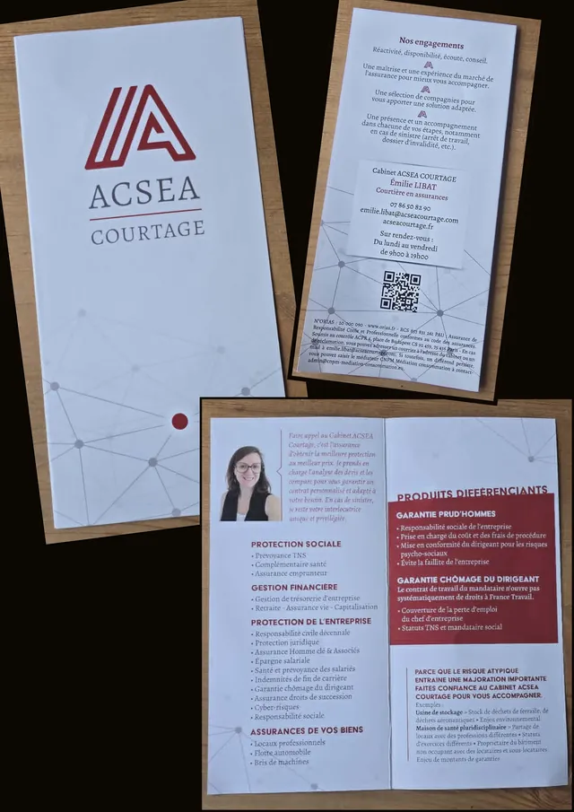 Dépliant professionnel conçu pour ACSEA Courtage