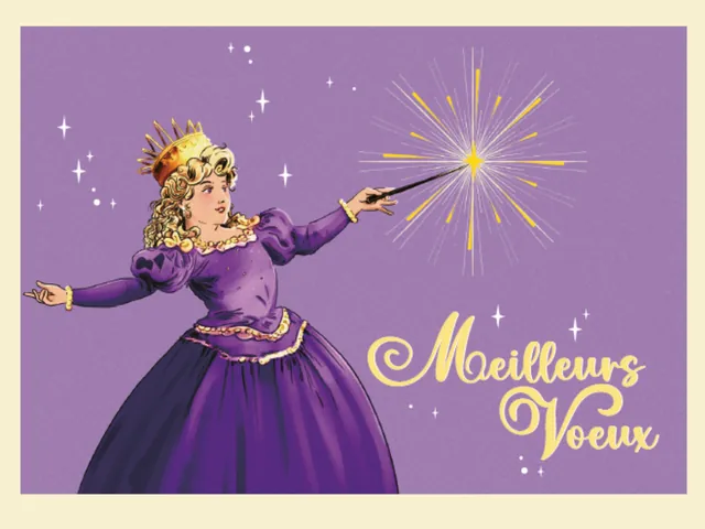 Carte de vœux 2025 violette illustrée pour Sapristi Communication