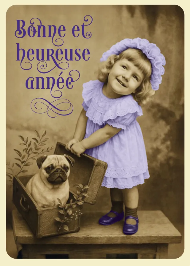 Carte de vœux au style vintage créée pour Sapristi Communication